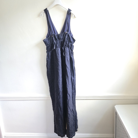 New Anthropolgie x Sancia Oda V-Neck Halter Navy Blue Romper Jumpsuit NWT Medium - Picture 14 of 17